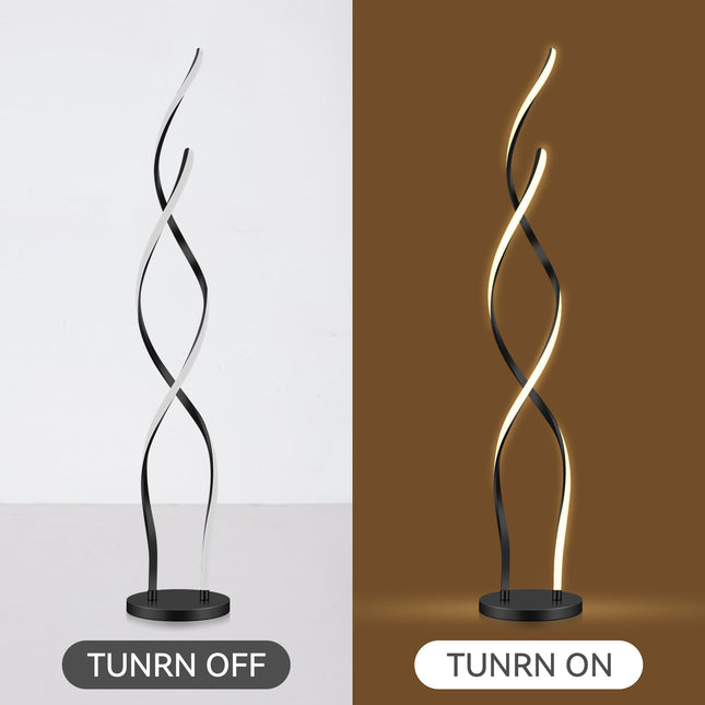 Acropora LED Floor Lamp Gold Black Modern Swirl Design for Living Room.