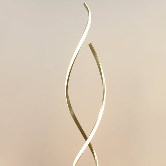 Acropora LED Floor Lamp Gold Black Modern Swirl Design for Living Room.