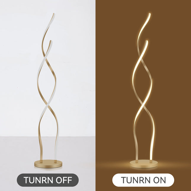 Acropora LED Floor Lamp Gold Black Modern Swirl Design for Living Room.