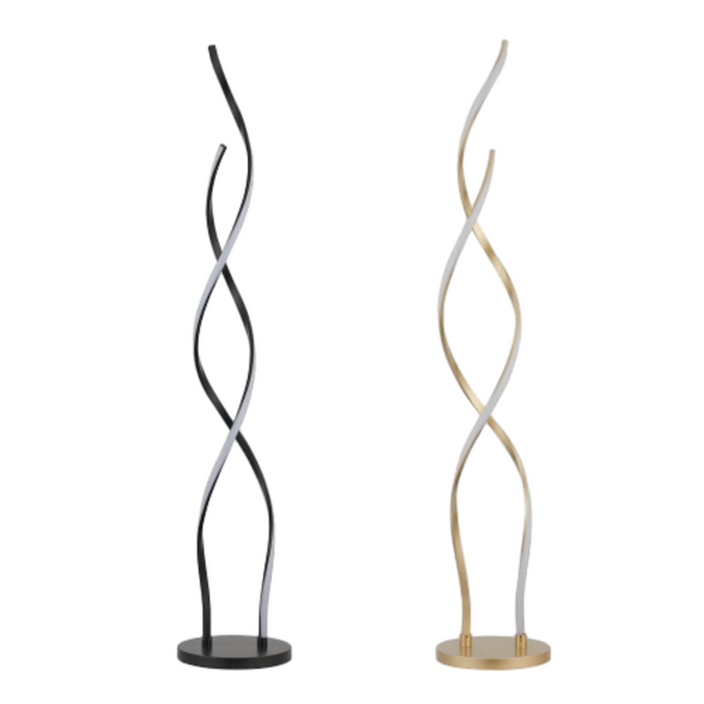 Acropora LED Floor Lamp Gold Black Modern Swirl Design for Living Room.