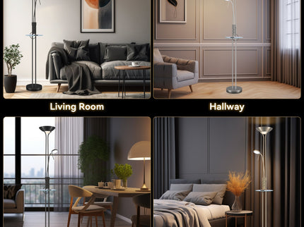 Seed USB LED Mother & Child Floor Lamp Black Satin Chrome Antique Brass