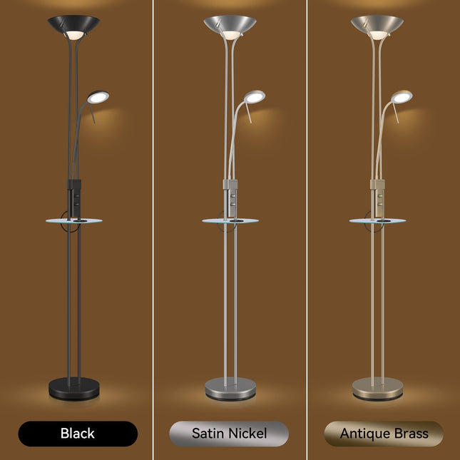 Seed USB LED Mother & Child Floor Lamp Black Satin Chrome Antique Brass.