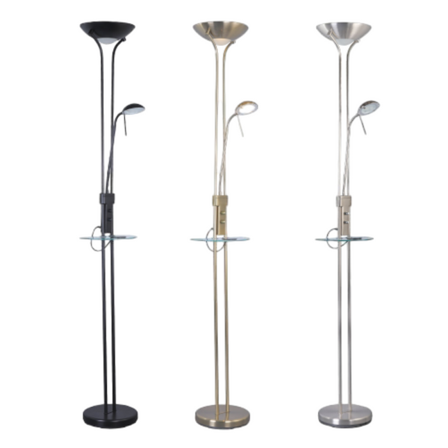 Seed USB LED Mother & Child Floor Lamp Black Satin Chrome Antique Brass.