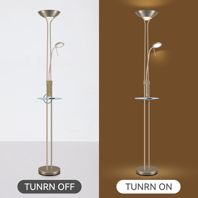 Seed USB LED Mother & Child Floor Lamp Black Satin Chrome Antique Brass