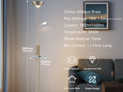 Seed USB LED Mother & Child Floor Lamp Black Satin Chrome Antique Brass