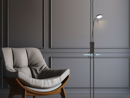 Seed USB LED Mother & Child Floor Lamp Black Satin Chrome Antique Brass.