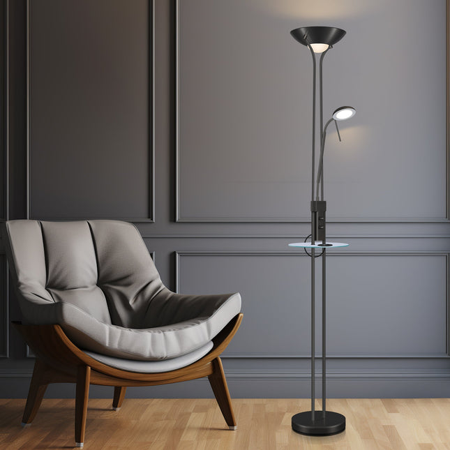 Seed USB LED Mother & Child Floor Lamp Black Satin Chrome Antique Brass.