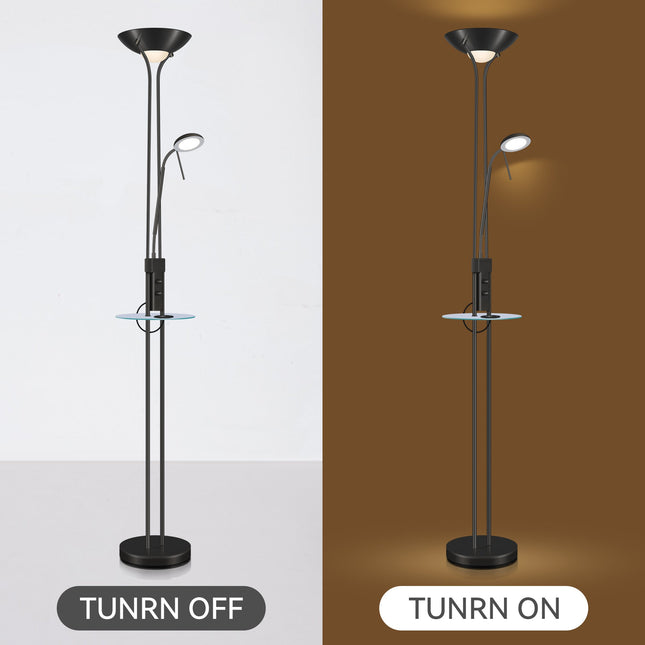 Seed USB LED Mother & Child Floor Lamp Black Satin Chrome Antique Brass.
