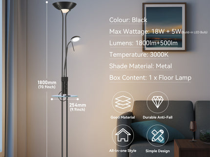 Seed USB LED Mother & Child Floor Lamp Black Satin Chrome Antique Brass.