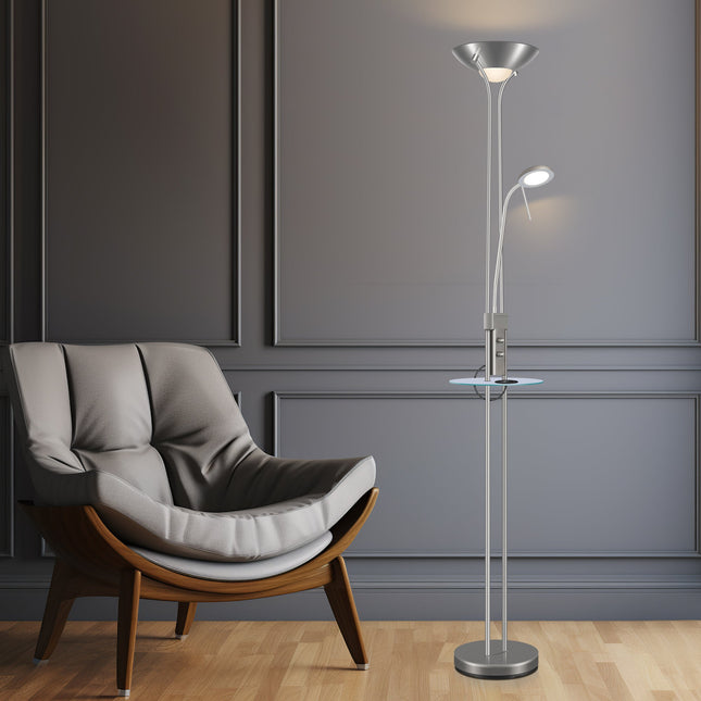 Seed USB LED Mother & Child Floor Lamp Black Satin Chrome Antique Brass.
