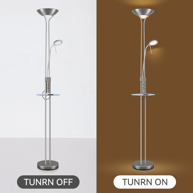 Seed USB LED Mother & Child Floor Lamp Black Satin Chrome Antique Brass.