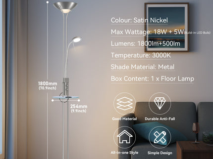 Seed USB LED Mother & Child Floor Lamp Black Satin Chrome Antique Brass.