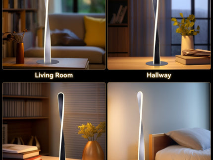 Enhalus LED Table Lamp Brushed Chrome Black Modern Desk Light.
