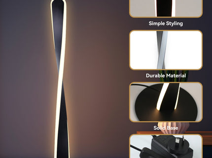Enhalus LED Table Lamp Brushed Chrome Black Modern Desk Light.