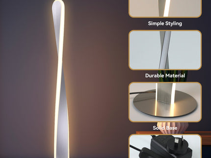 Enhalus LED Table Lamp Brushed Chrome Black Modern Desk Light.