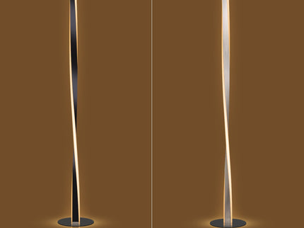 Enhalus LED Floor Lamp Brushed Chrome Black Modern Metal Light