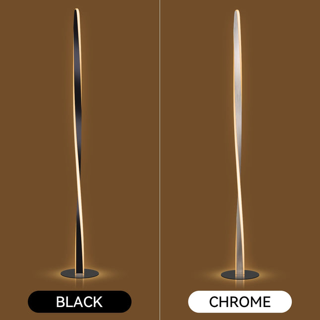 Enhalus LED Floor Lamp Brushed Chrome Black Modern Metal Light