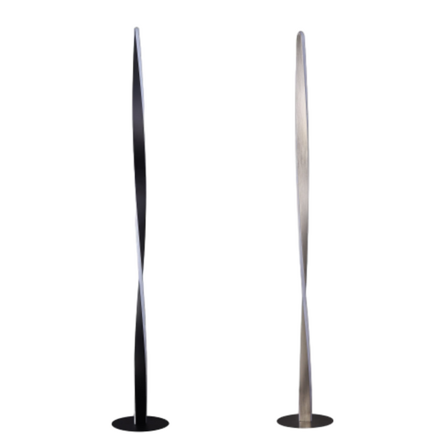 Enhalus LED Floor Lamp Brushed Chrome Black Modern Metal Light.