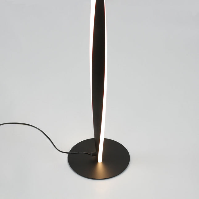 Enhalus LED Floor Lamp Brushed Chrome Black Modern Metal Light
