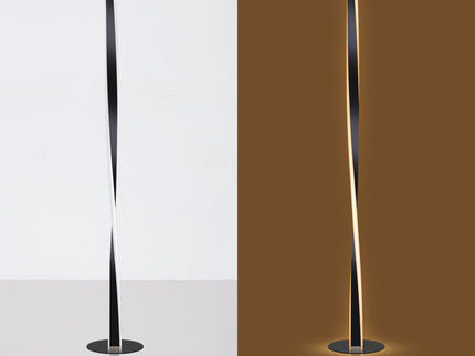 Enhalus LED Floor Lamp Brushed Chrome Black Modern Metal Light.