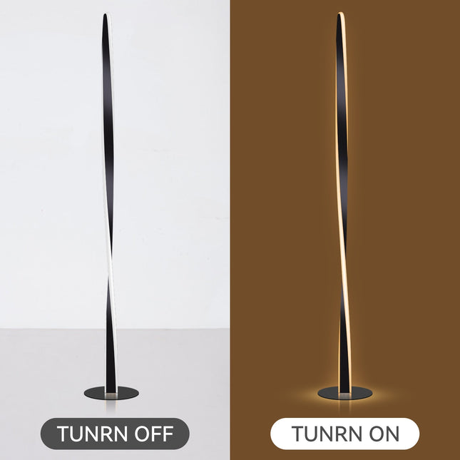 Enhalus LED Floor Lamp Brushed Chrome Black Modern Metal Light.