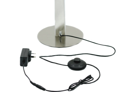 Enhalus LED Floor Lamp Brushed Chrome Black Modern Metal Light.