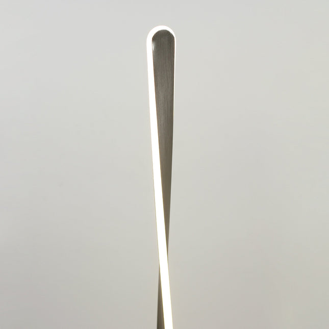 Enhalus LED Floor Lamp Brushed Chrome Black Modern Metal Light.