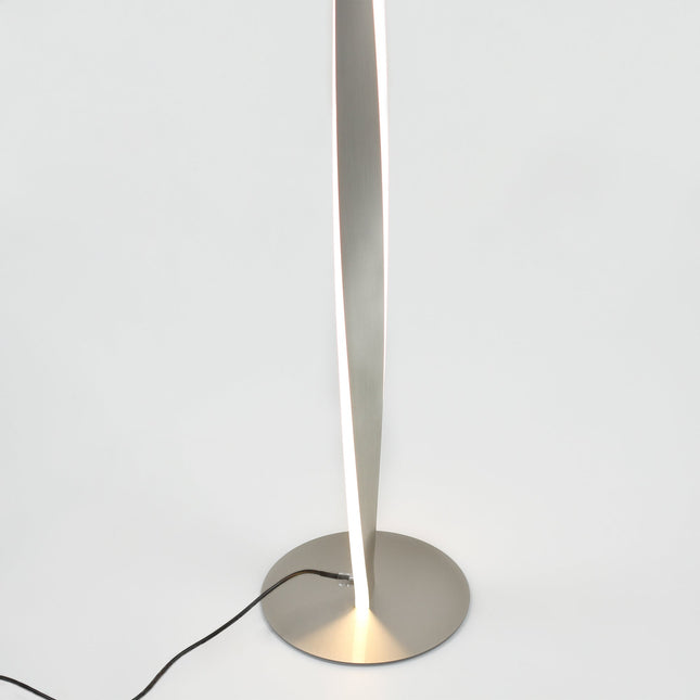 Enhalus LED Floor Lamp Brushed Chrome Black Modern Metal Light.