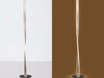Enhalus LED Floor Lamp Brushed Chrome Black Modern Metal Light.
