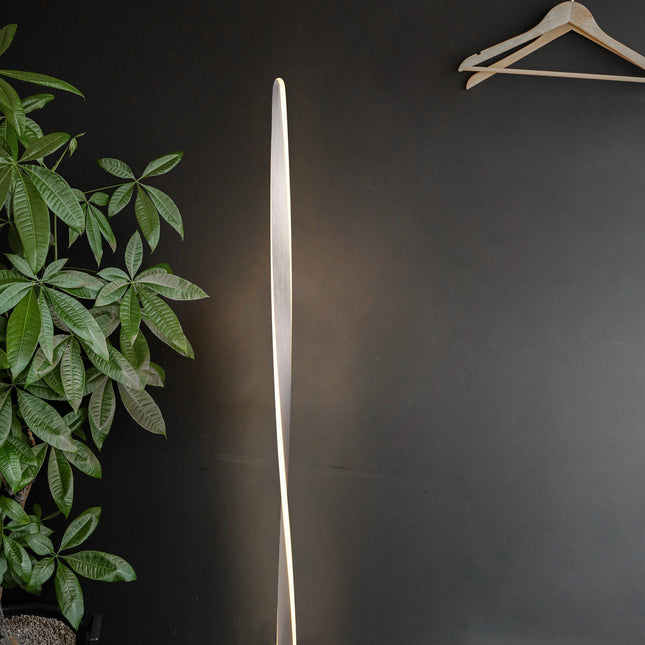 Enhalus LED Floor Lamp Brushed Chrome Black Modern Metal Light.
