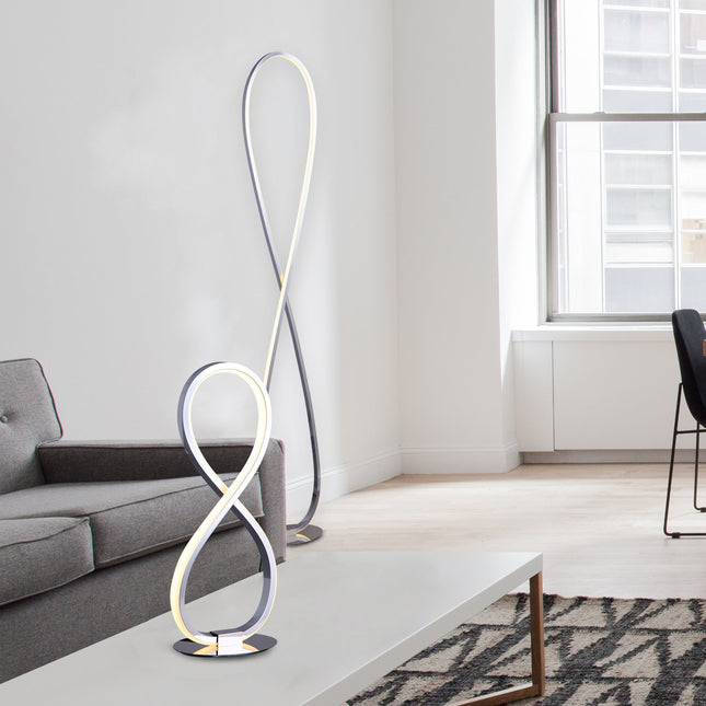 Infinite LED Floor Lamp Chrome Stylish Modern Lighting for Home.