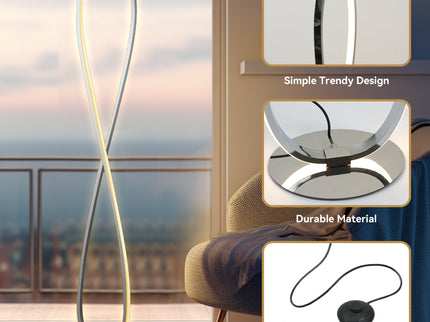 Infinite LED Floor Lamp Chrome Stylish Modern Lighting for Home.