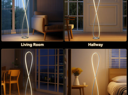 Infinite LED Floor Lamp Chrome Stylish Modern Lighting for Home.