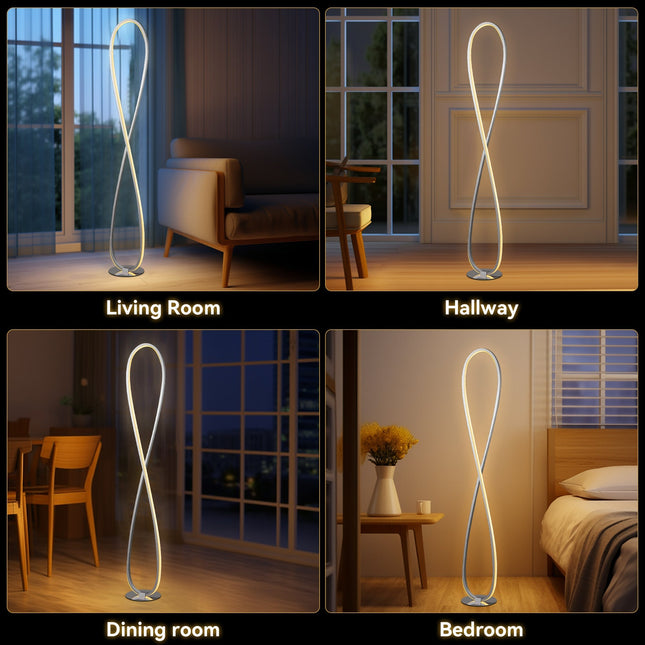 Infinite LED Floor Lamp Chrome Stylish Modern Lighting for Home.
