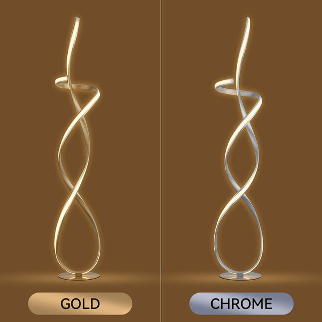 Ainhoa LED Floor Lamp Satin Chrome Gold Modern Statement Lighting.