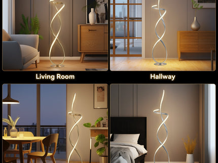 Ainhoa LED Floor Lamp Satin Chrome Gold Modern Statement Lighting.