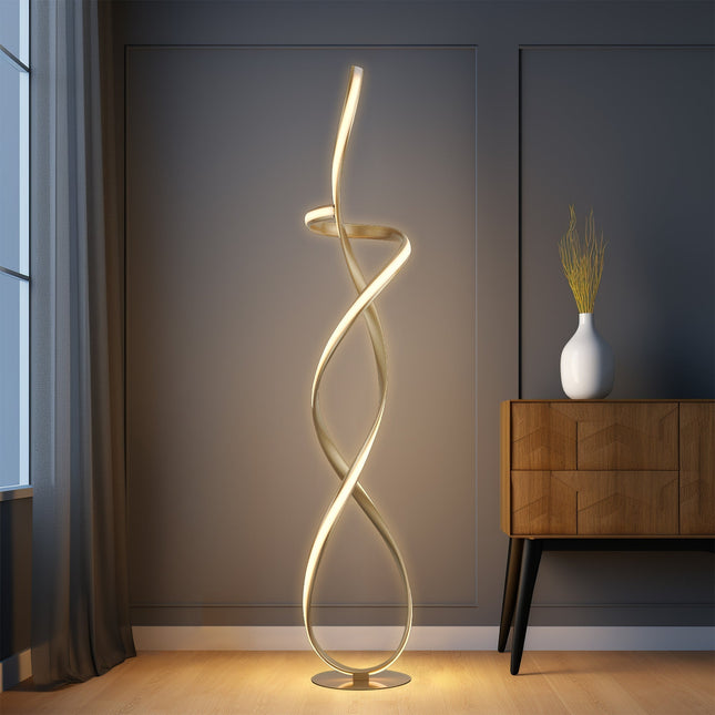 Ainhoa LED Floor Lamp Satin Chrome Gold Modern Statement Lighting