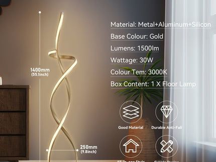 Ainhoa LED Floor Lamp Satin Chrome Gold Modern Statement Lighting