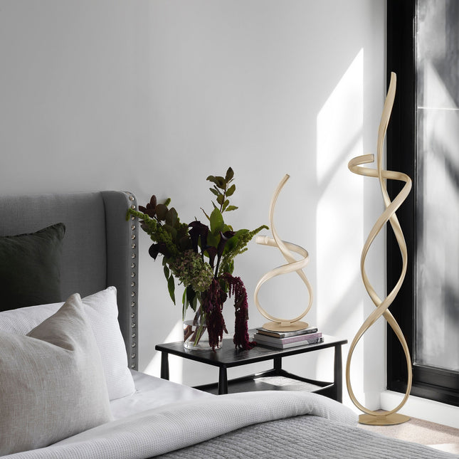 Ainhoa LED Floor Lamp Satin Chrome Gold Modern Statement Lighting.
