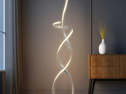 Ainhoa LED Floor Lamp Satin Chrome Gold Modern Statement Lighting.