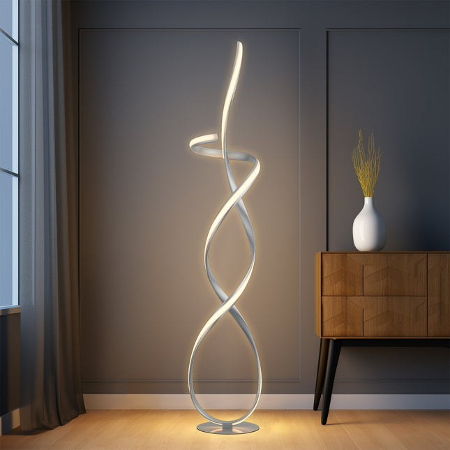 Ainhoa LED Floor Lamp Satin Chrome Gold Modern Statement Lighting.