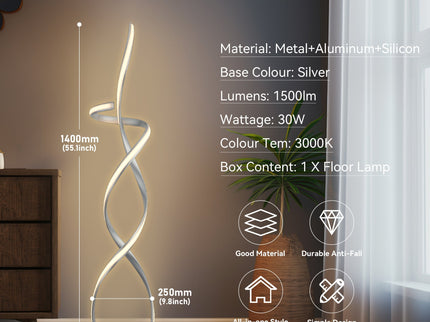 Ainhoa LED Floor Lamp Satin Chrome Gold Modern Statement Lighting.