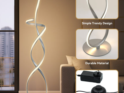 Ainhoa LED Floor Lamp Satin Chrome Gold Modern Statement Lighting.