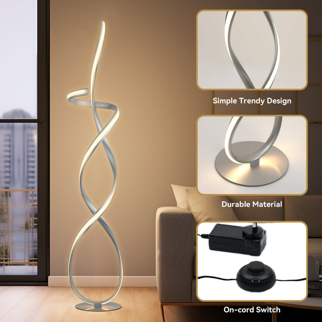 Ainhoa LED Floor Lamp Satin Chrome Gold Modern Statement Lighting.