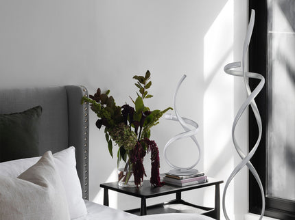 Ainhoa LED Floor Lamp Satin Chrome Gold Modern Statement Lighting.