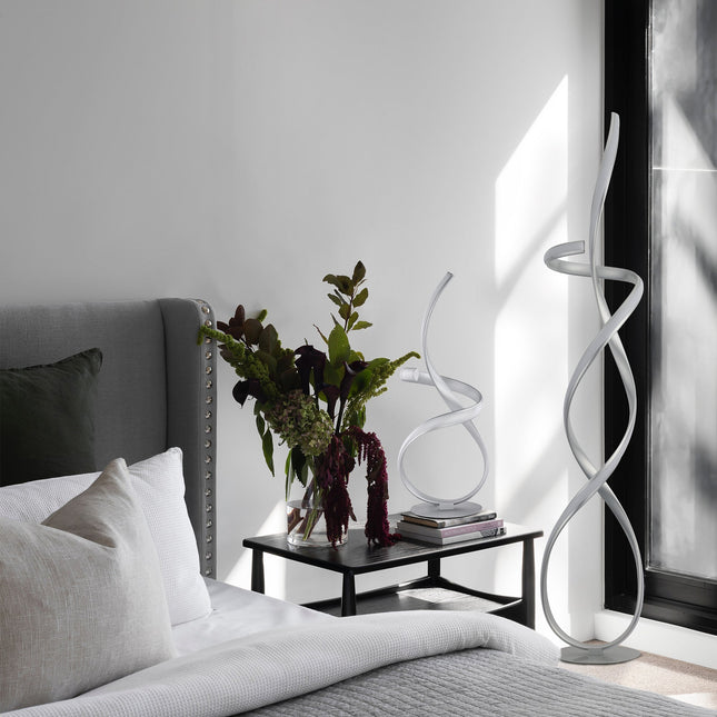Ainhoa LED Floor Lamp Satin Chrome Gold Modern Statement Lighting.