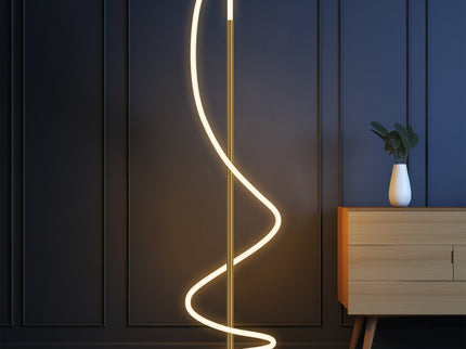 Lyona LED Floor Lamp - Gold Modern Metal Lighting for Home.