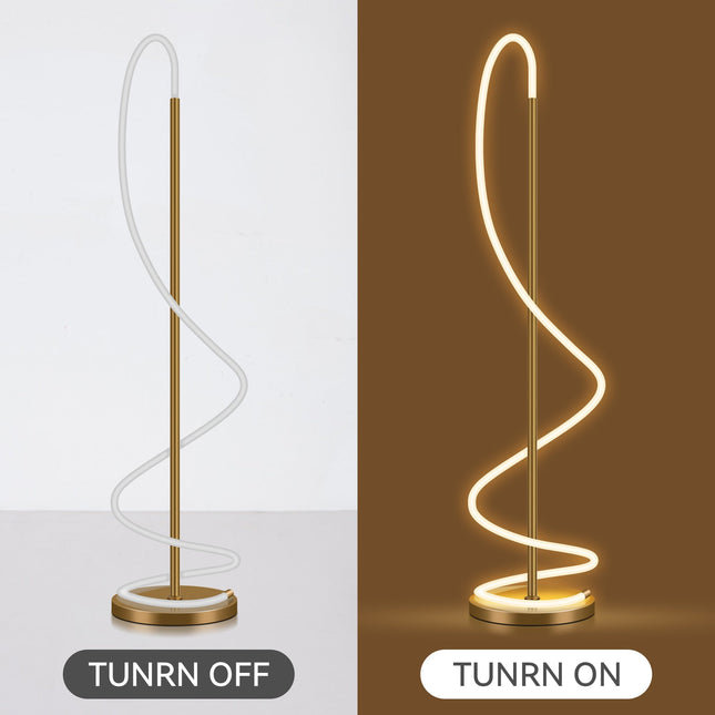 Lyona LED Floor Lamp - Gold Modern Metal Lighting for Home.