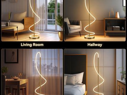 Lyona LED Floor Lamp - Gold Modern Metal Lighting for Home.