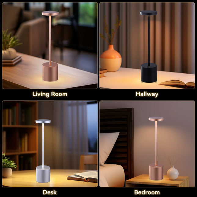 Portable LED Bar Table Lamp Copper Black Silver Modern Touch Light.